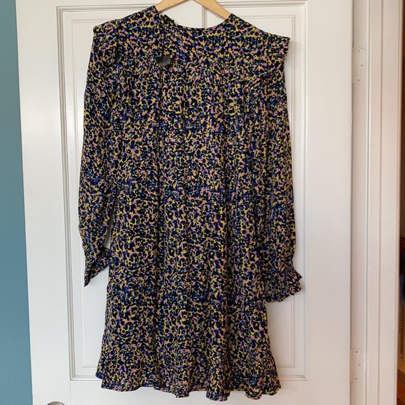 Scotch and soda multicolor print lined ruffled long sleeve short dress Sa XS NWT - Picture 5 of 11
